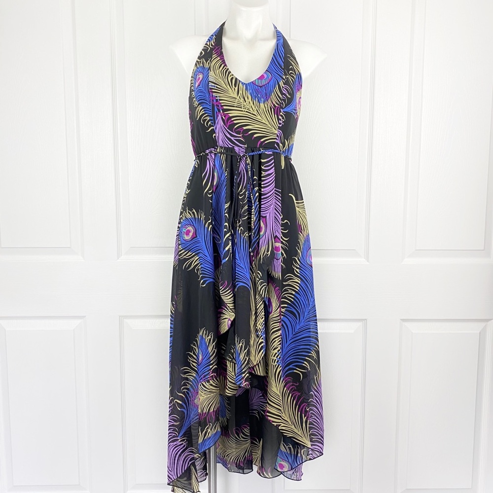 Boston Proper Peacock spring Halter High Low Dress